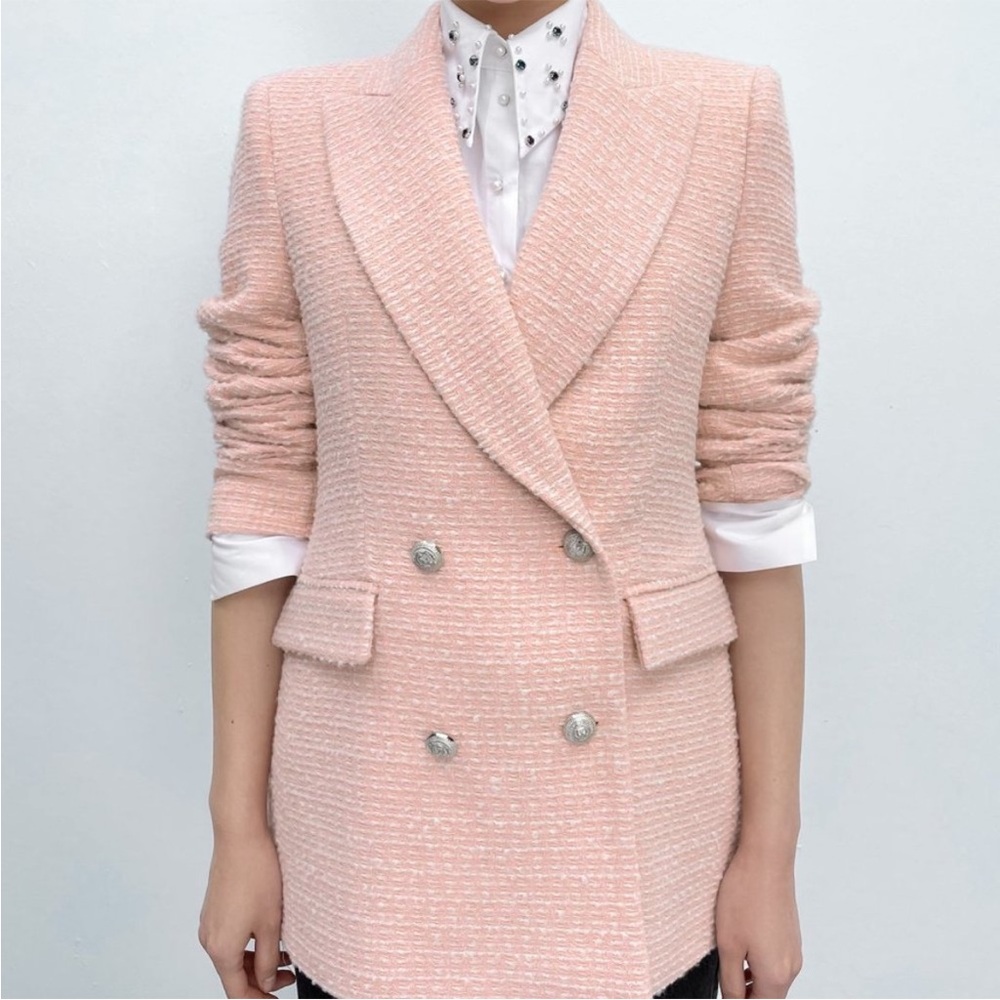 MinaSelf (Zara lookalike) Elegant Pink Double-Breasted Women's Blazer